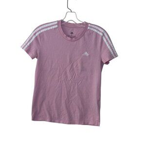 Adidas Women’s Pink 3 Stripe Short Sleeve T Shirt Size Small S